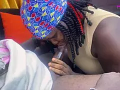 Africa's Black Big Ass Stepmom Fucks the Gateman