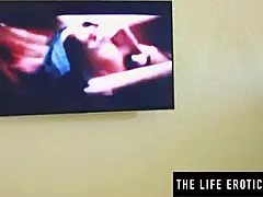 pretty redhead intriguingly whipping her own ass until orgasm, bent over in corset bondage