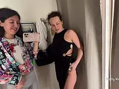 I saw two horny bitches kissing and touching in the public locker room, it was so hot.