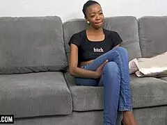 Skinny Black Milf Rides Producer in Couch Casting?