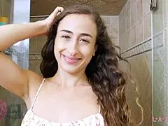 attractive teen brunette took a shower 😊