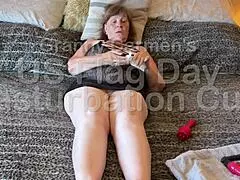 Granny Carmens Us Flag Day Masturbation Cum With Vibrator
