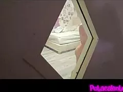 I spy on my roommate and imagine the encounter.