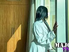 Rome major whispers dirty talk while slamming ava valentina's big pussy against the window.