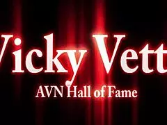 Hey, Vicky Vette in fishnets gets cum on big tits! 😍