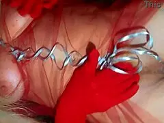 sexy lady shows curves and wet pussy on christmas