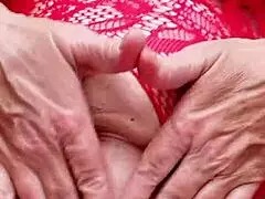 busty granny mariaold dazzles with her hairy pussy close-up in overalls 😍