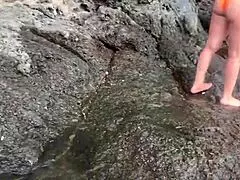 a stranger feeds my sperm to fish in public pov handjob scene