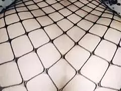 wife performs cowgirl dance in mesh bodysuit at home