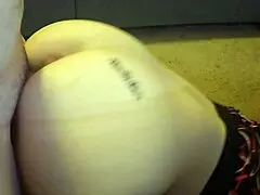 Gf Kneels In Front Of Desk