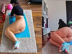 Naughty Naked Workout Dare With Spreading Ass