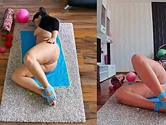 Naughty Naked Workout Dare With Spreading Ass