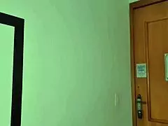 Woman left alone rides big cock.