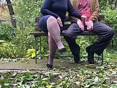 my dirty hobby jerking off outdoors leaving cum on curvy bbw belly and huge tits in heels