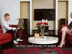 Tutor4k: Instead of Physics, Guy Stretches Hot Blonde Tutor 😜