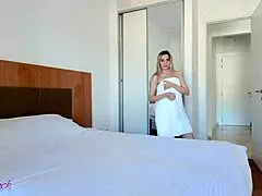 i'm the horny stepmom seducing my stepson, swallowing his big cum.