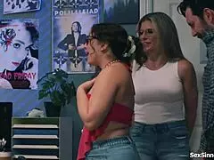 In-laws surround daughter-in-law with big tits and deepthroat action