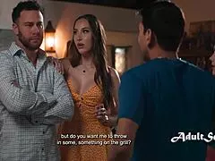 Step family bangs in taboo 4some, riding daddy and father in law