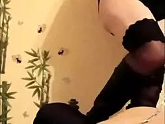 french mistress k dominates slave in stockings and heels