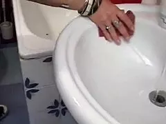 Milf in stockings sucks cock for horny husband