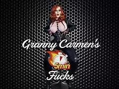 Granny Carmen's Raw Missionary Orgasm with Dildo and Cum