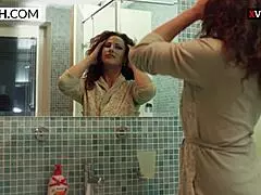 Sexy milf mom teases in shower with huge ass