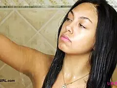 amazing brunette with sexy body took a shower