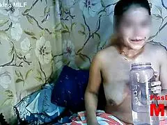 Bold milf chokes and deepthroats in amateur piss drinking scene