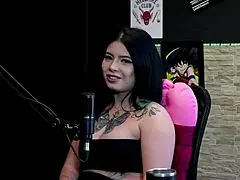 Brunette Hot Tattooed Shows Big Tits After Sucking Friend's Dick