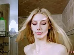 blonde muse in the making took a shower