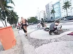 Latina Milf Flashing In Mini Short On Copacabana Beach