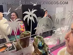 o bar com calcinhas penduradas no teto, big tits milf gets anal creampie from monster cock