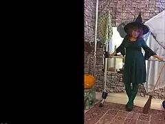 hotwife steffi as witch subtly sucks cock in costume