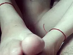 Footjob With Small 18+ Tits Masturbation