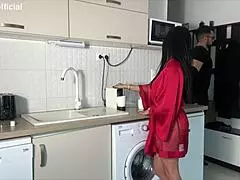 tired husband comes home, wife eagerly drains his balls