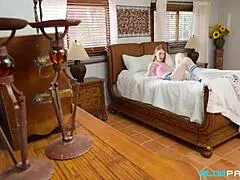 Celestina Blooms explores her body in the bedroom.