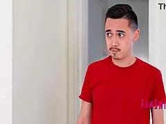 In this taboo family swap fantasy, the father-in-law engages in sex with his not-daughter while the mother-in-law pleasures the not-son in a group foursome