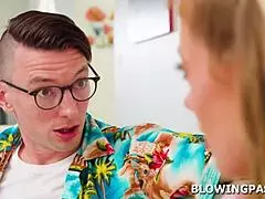 Busty Milf Giving Lazy Husband Blowjob