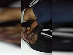 Bent over in lingerie, she licks neighbor's balls and fucks ass in group dogging while cuckold watches creampie