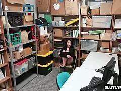 Isabella Rice Bends Over In The Shop For A Natural Tits Spreading.