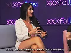 I am Estella Osorio, a Colombian MILF, riding a shy guy in XXXFollow Sessions.