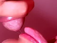 watch my stepmother give me a sloppy blowjob and cum in her mouth up close!