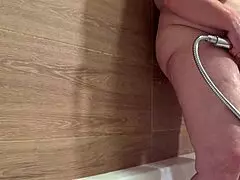 Watch This Plump Mature Wife Shower Her Curvy Body in the Bathroom!