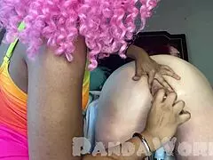 ebony anal expert preps with bbw pawg in bent over position