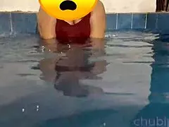 watch her flash those natural tits in the public pool?