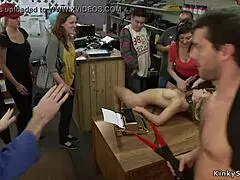 Busty Blonde Gangbang In Public