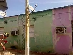 My neighbor can't resist seeing my big ass in this short dress, flashing for him?