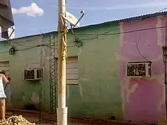 My neighbor can't resist seeing my big ass in this short dress, flashing for him?