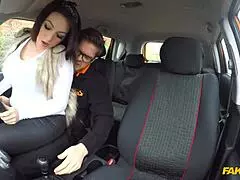 busty brunette demands cock in wet pussy at fake driving school