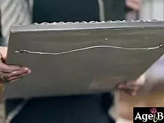 older woman gagging on young cock, getting it wet for her mature pussy 😏